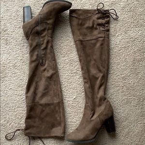 Over the knee brown suede boots